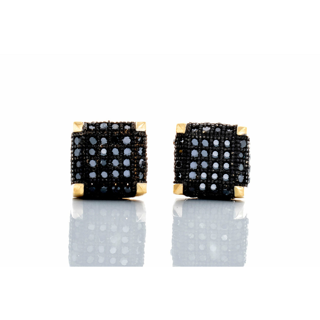 0.33ctw 3D Micro Pave Black Diamond Studs 10kt Gold