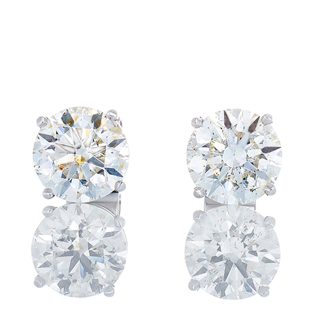 AGS 2.01ctw Round Diamond Solitaire Studs 14k White Gold
