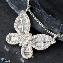 Load image into Gallery viewer, 1.75ctw Baguette &amp; Round Cut Diamond Butterfly 10k White Gold

