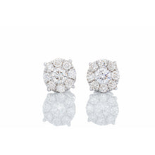 Load image into Gallery viewer, 0.50ctw Round Imperial Cluster Diamond Studs 14kt White Gold
