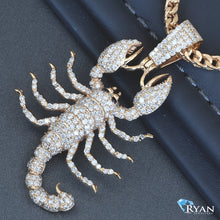 Load image into Gallery viewer, 1.90ctw Full Diamond Pave Scorpion with Black Diamond Eyes 10k Golds
