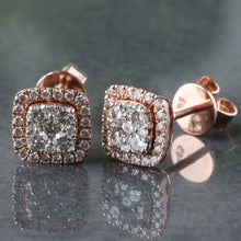 Load image into Gallery viewer, 0.65ctw Imperial Cluster with Cushion Halo 14k Rose Gold
