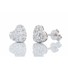 Load image into Gallery viewer, 0.50ctw Heart Shape Diamond Cluster Studs 14kt White Gold
