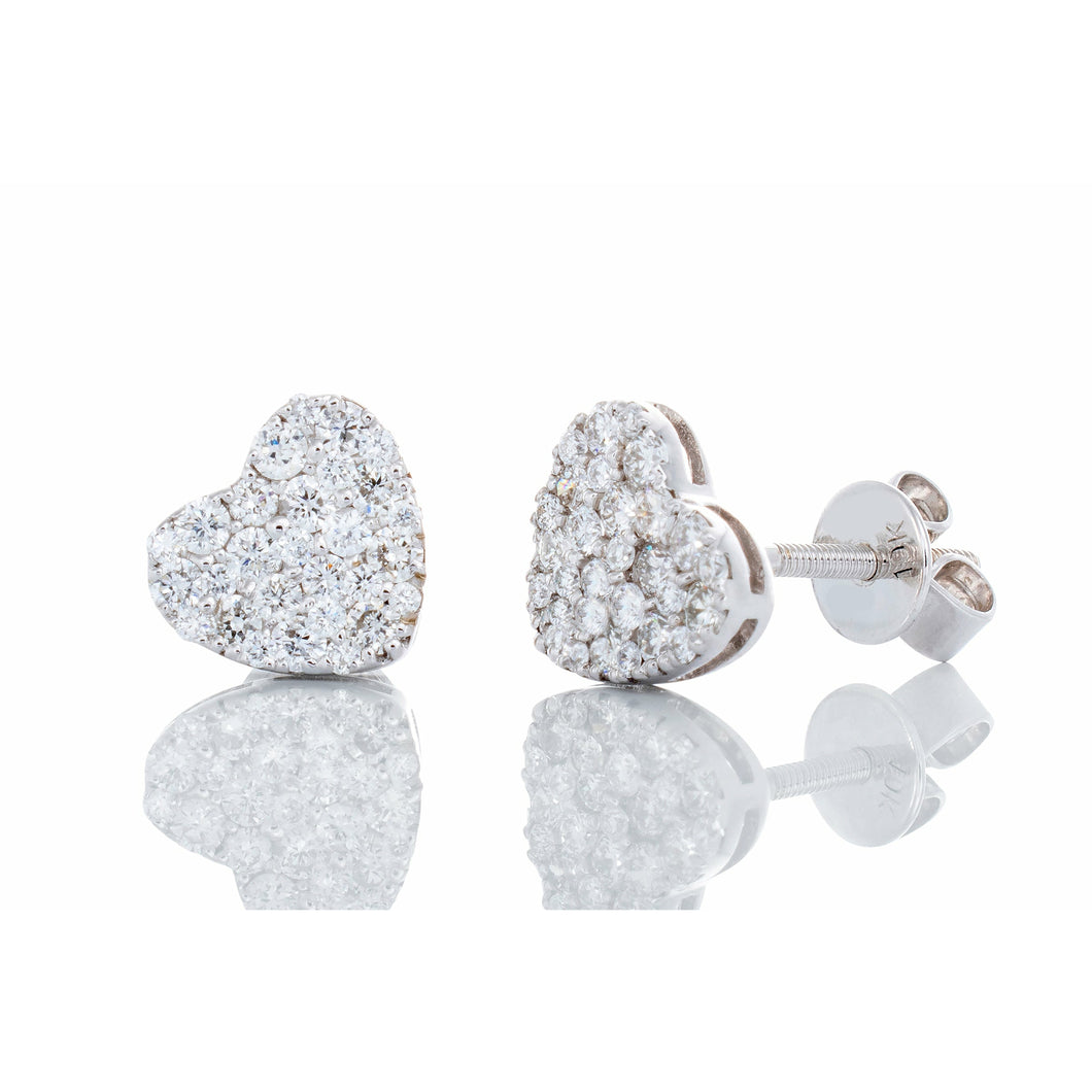 0.50ctw Heart Shape Diamond Cluster Studs 14kt White Gold