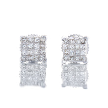 Load image into Gallery viewer, 0.36ctw Princess Cut Invisible Set Diamond Studs 14k White Gold
