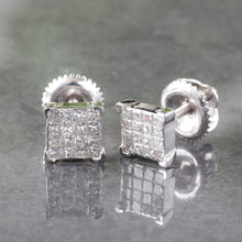 Load image into Gallery viewer, 0.36ctw Princess Cut Invisible Set Diamond Studs 14k White Gold
