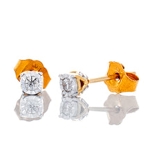 Load image into Gallery viewer, 0.12ctw Illusion Set Set Diamond Studs with Diamond Basket 10k Gold
