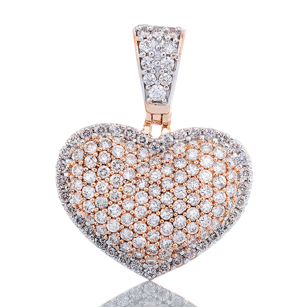 1.35ctw Full Diamond Pave Heart with Elevated Center 10k Rose Gold