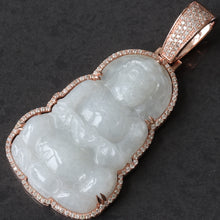 Load image into Gallery viewer, 1.05ctw Natural White Jade Praying Lady Buddha with Diamond Frame 10k Rose Gold
