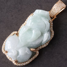 Load image into Gallery viewer, 1.65ctw Chinese Jade Foo Dog with Contouring Diamond Frame 10kt Gold
