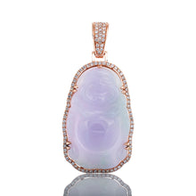 Load image into Gallery viewer, 0.70ctw Laughing Standing Buddha Natural Purple Jade 10kt Rose Gold
