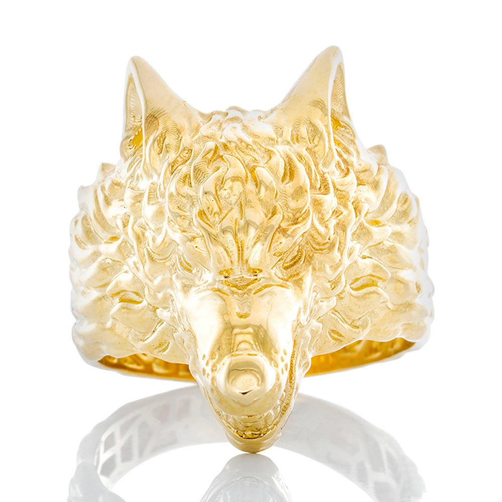 Growling 3D Wolf Ring 10k Gold