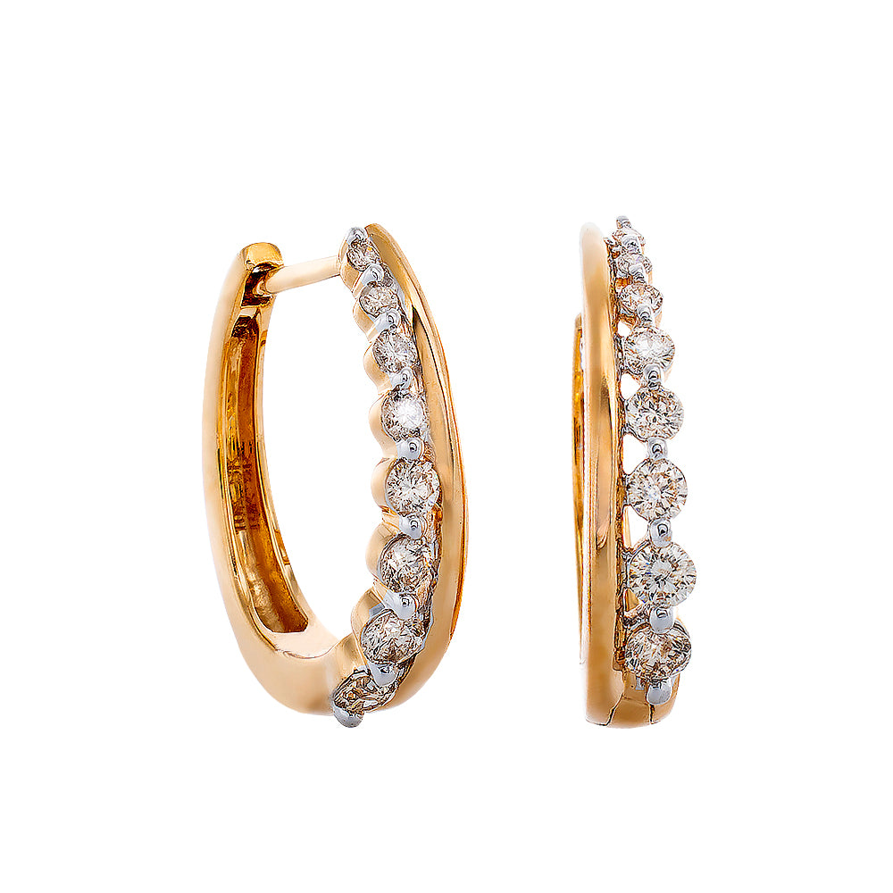 0.50ctw Graduated Diamond Hoops with High Polished Bar 10k Gold