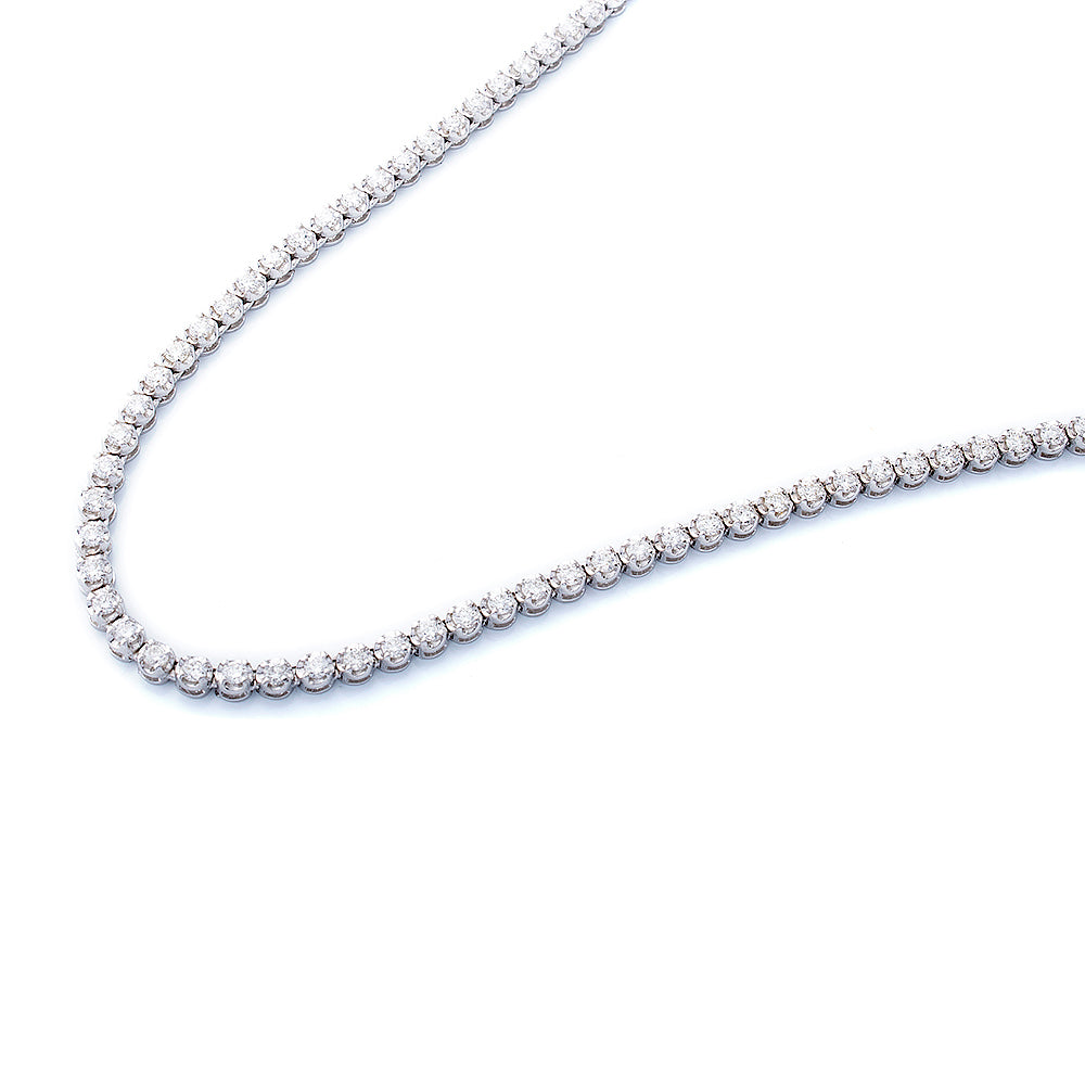 3.55ctw Diamond Solitaire Tennis Chain with Round Basket Setting 10k White Gold