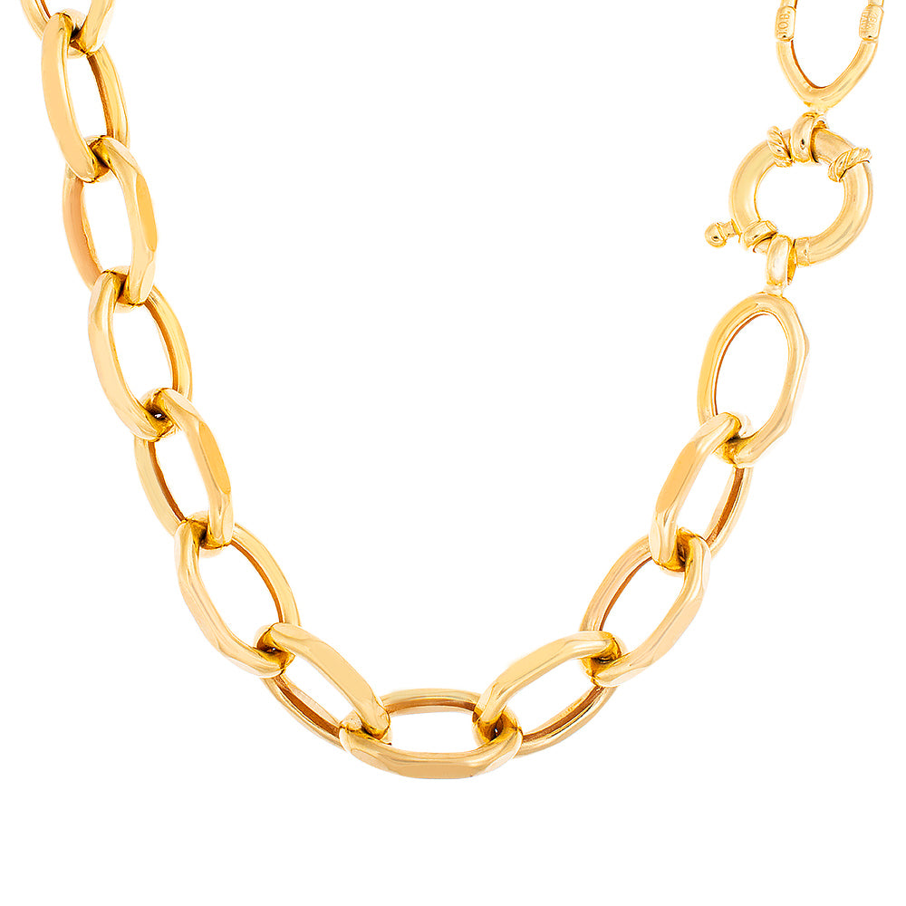 8mm Oval Octagon Rolo Link Chain 10k Gold