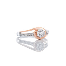 Load image into Gallery viewer, 0.15ctw Diamond Flower Center with Open High Polished &amp; Diamond Shoulders 10k White &amp; Rose Gold
