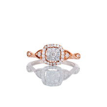 Load image into Gallery viewer, 0.50ctw Imperial Cushion Center with Halo &amp; Vintage Inspired Shoulders 10k Rose Gold
