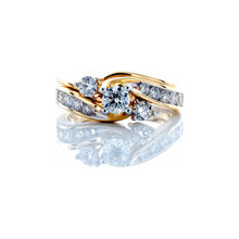 Load image into Gallery viewer, 1.22ctw Past Present Future Bridal Set Set 14k Gold

