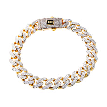 Load image into Gallery viewer, 13mm Diamond Cut Monaco Links with CZ Clasp 10k Gold
