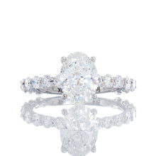 Load image into Gallery viewer, 2.55ctw Oval Solitaire with Hidden Halo &amp; U Prong Set Diamond Shoulders
