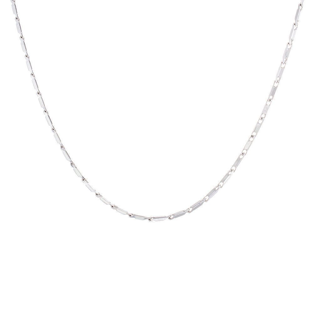 1mm Mirror Bullet Link Chain 16 Inch 10k White Gold