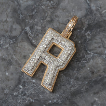 Load image into Gallery viewer, 0.95ctw Diamond Initial &quot; R &quot; with Raised Center &amp; Beaded Edges
