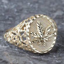 Load image into Gallery viewer, Oval Diamond Cut Weed Leaf Ring
