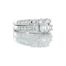 Load image into Gallery viewer, 1.58ctw Three Stone Past Present Future Bridal Set 14kt White Gold
