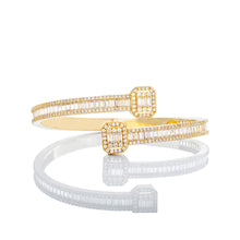 Load image into Gallery viewer, Baguette Cross Over Bangle 10k Gold
