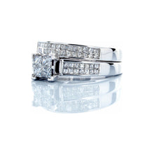 Load image into Gallery viewer, 1.00ctw Princess Cut Invisible Set Diamond Bridal Set 10k White Gold
