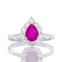 Load image into Gallery viewer, Pear Cut Ruby with Diamond Halo
