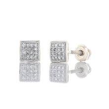 Load image into Gallery viewer, 0.10ctw Soft Square Dome Micro Pave Diamond Studs 10k White Gold
