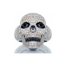 Load image into Gallery viewer, 3.15ctw Full Diamond Pave Skull With Black Diamond Eyes &amp; Mouth 10kt White Gold
