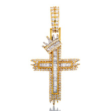Load image into Gallery viewer, 1.05ctw Dripping Diamond Cross with Crown
