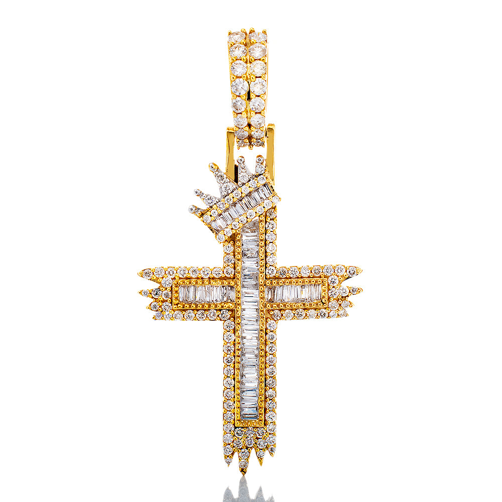 1.05ctw Dripping Diamond Cross with Crown