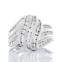 Load image into Gallery viewer, 1.00ctw Three Row Channel Set Diamond Wave Band 10k White Gold
