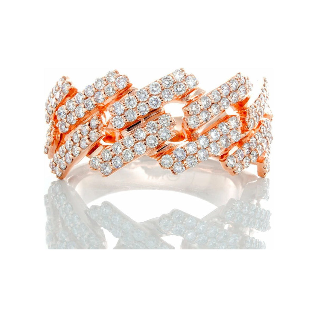 1.35ctw Square Cuban Link Diamond Band 10k Rose Gold