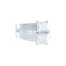 Load image into Gallery viewer, 0.92ct Princess Cut Solitaire Upswept Flat Edge Shoulders 14k White Gold
