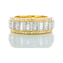 Load image into Gallery viewer, 2.00ctw Three Row Diamond Band Alternating Baguette &amp; Round Vertical Set Center 10k Gold
