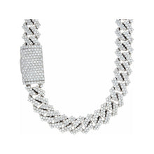 Load image into Gallery viewer, 19.05ctw Two Row Tight Square Diamond Prong Set Cuban Links 10k White Gold
