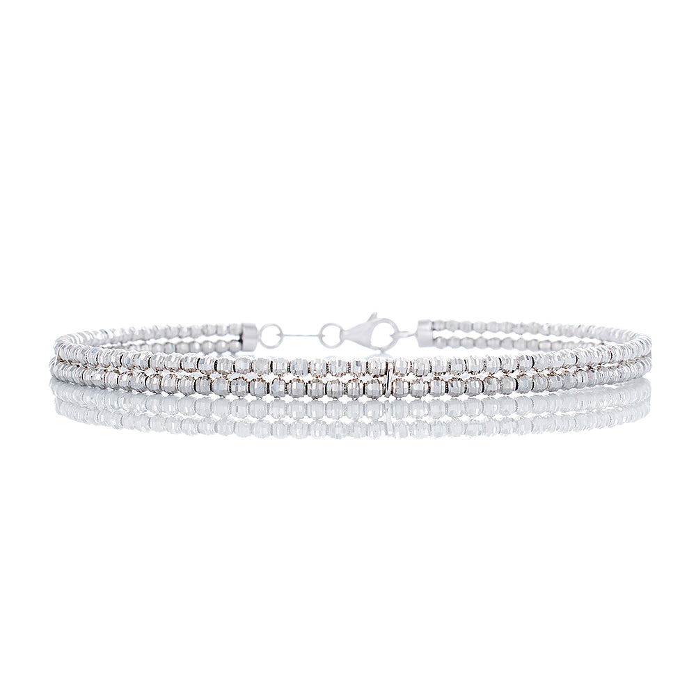 4mm Two Row Laser Moon Cut Bangle 14k White Gold