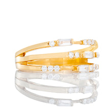 Load image into Gallery viewer, 0.16CTW Three Row Baguette and Round Diamond Band
