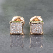 Load image into Gallery viewer, 0.46ctw Princess Cut Invisible Set 4x4 Diamond Studs 14k Gold
