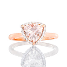 Load image into Gallery viewer, Trillion Cut Morganite with Diamond Halo
