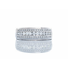 Load image into Gallery viewer, 0.70ctw Round Diamond Channel Set Center with Prong Set Diamond Edge Band 10k White Gold
