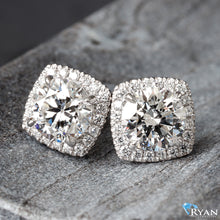 Load image into Gallery viewer, 1.16ctw Round Brilliant Lab Created Diamond Solitaire Studs with Cushion Halo
