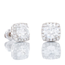 Load image into Gallery viewer, 1.16ctw Round Brilliant Lab Created Diamond Solitaire Studs with Cushion Halo
