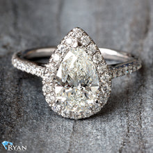 Load image into Gallery viewer, 2.61ctw Pear Cut Lab Created Diamond Engagement Ring with Halo
