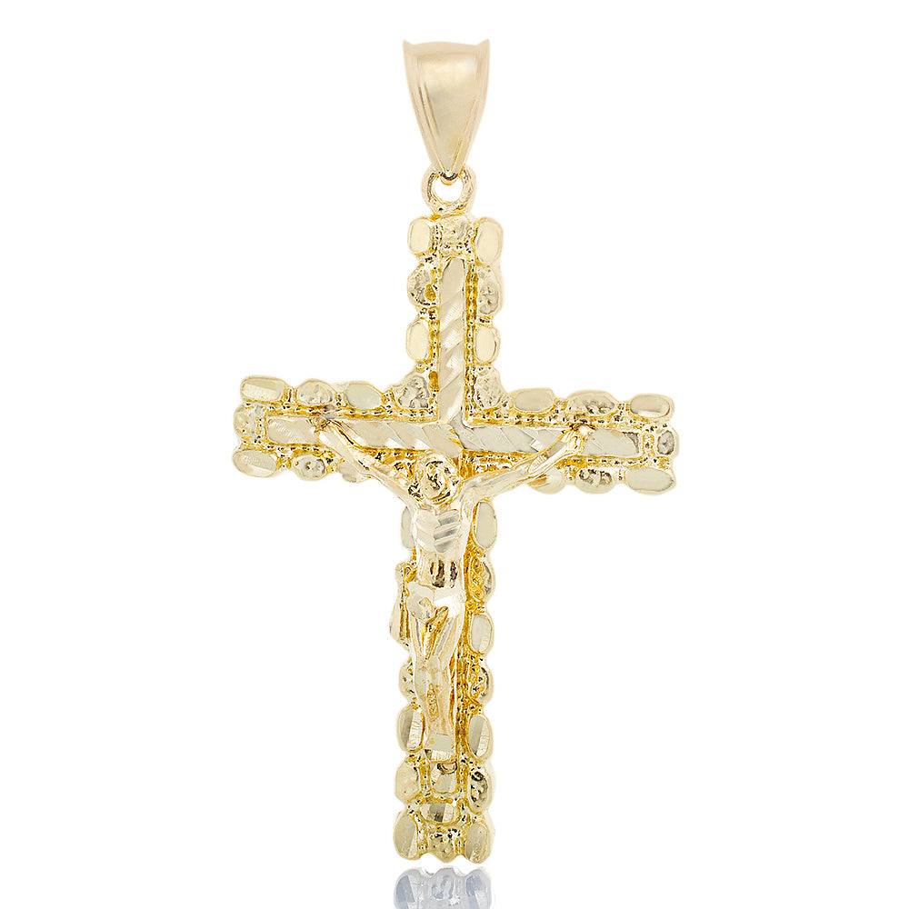 Diamond Cut Nugget Crucifix Cross