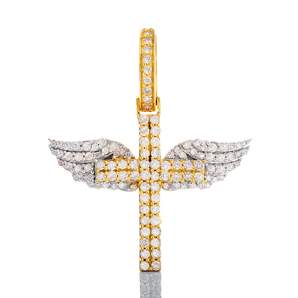 0.80ctw Diamond Cross with Angel Wings